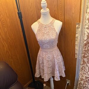 City Triangles Pink Lace Mini Dress